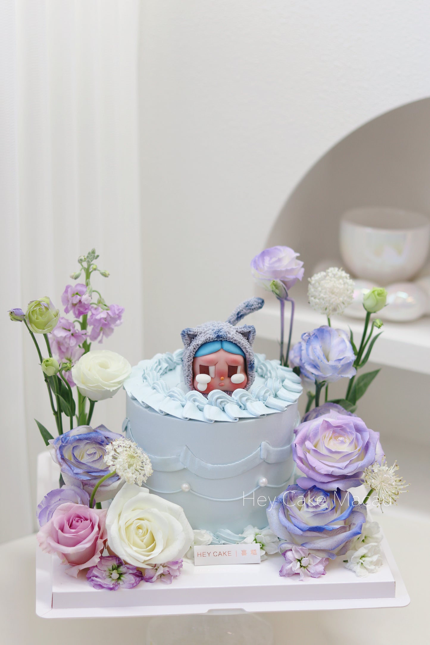 翻糖Cry baby 丹寧貓貓鮮花花園蛋糕