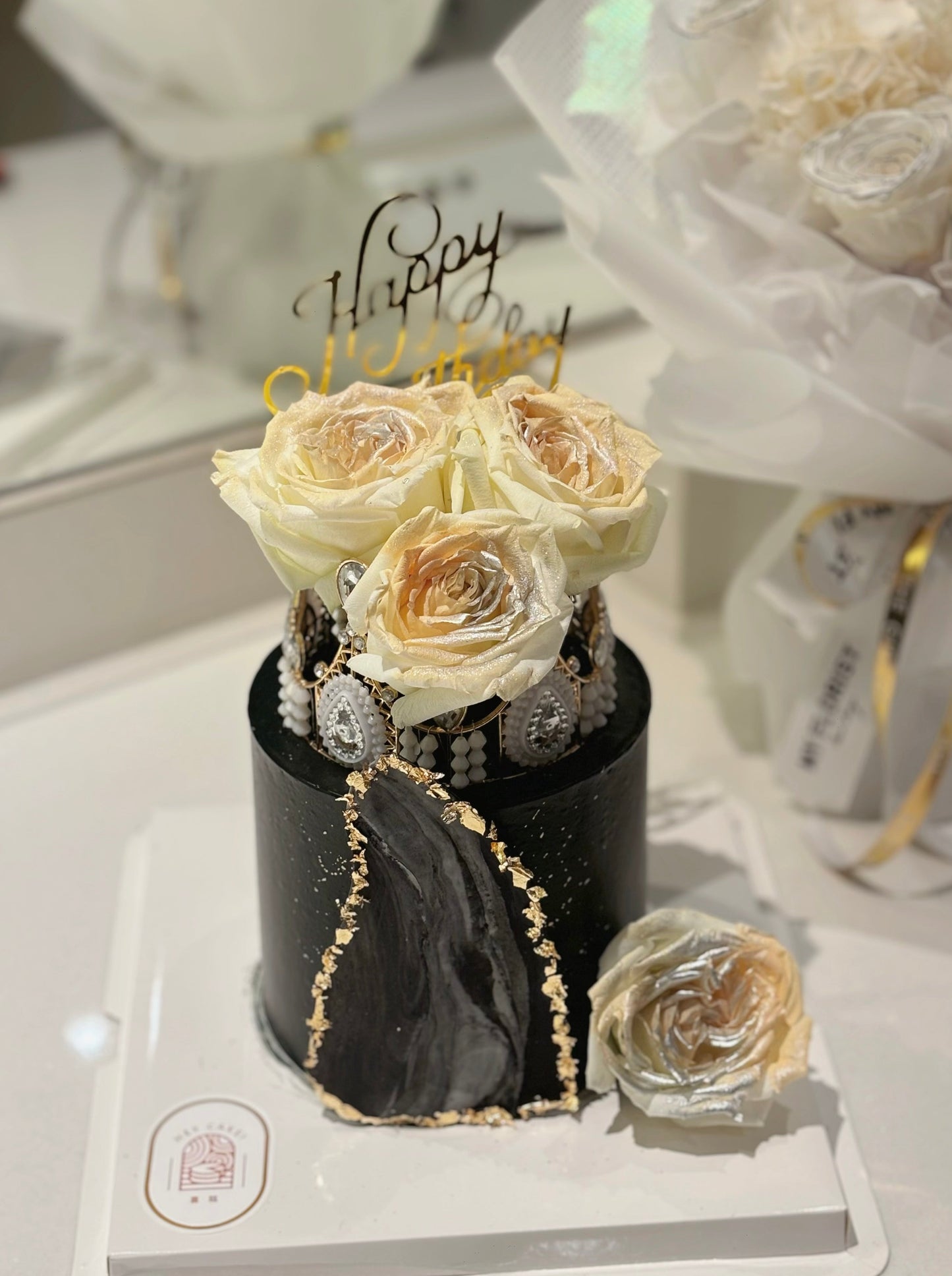 黑金皇冠鮮花蛋糕