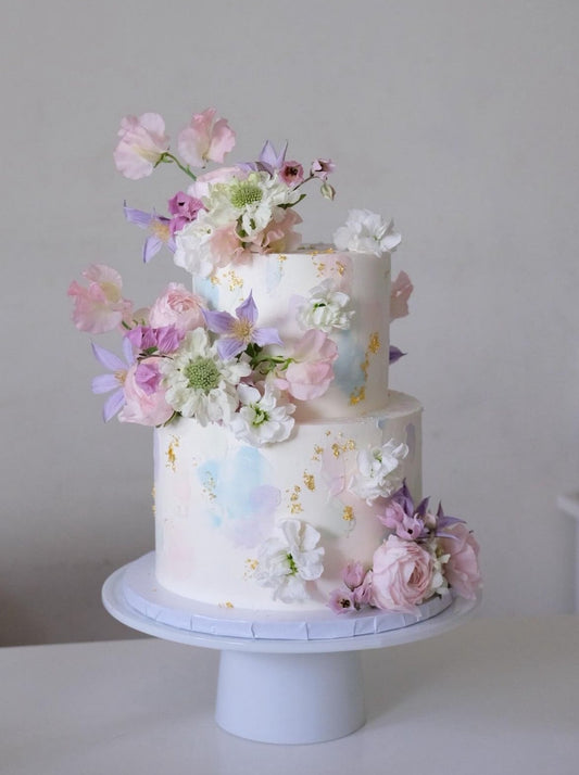 雙層粉色鮮花蛋糕