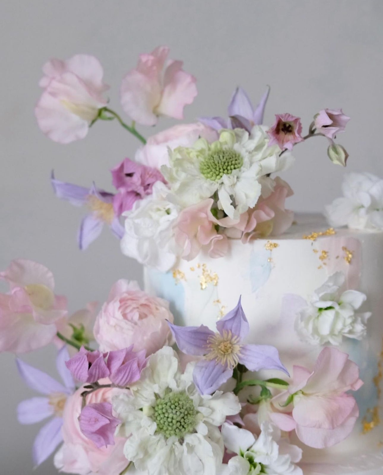 雙層粉色鮮花蛋糕