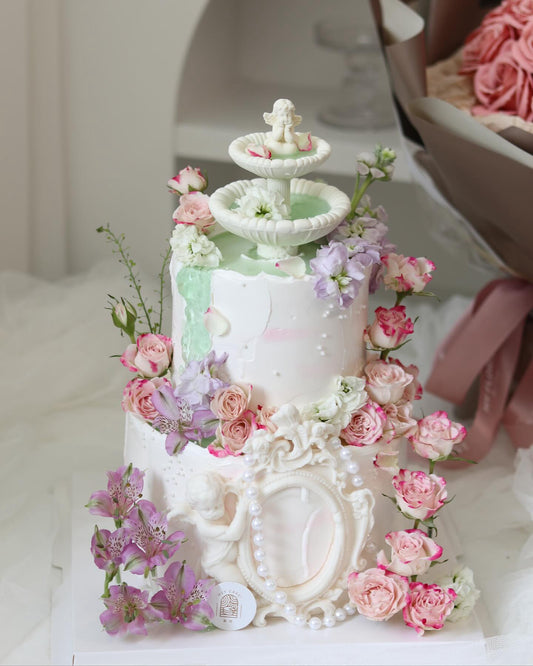 雙層許願池鮮花蛋糕