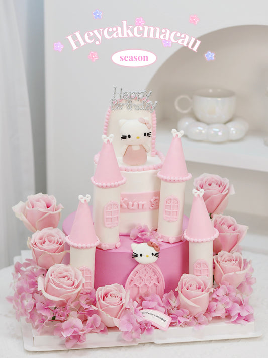 Hello Kitty Wonderland 雙層鮮花蛋糕