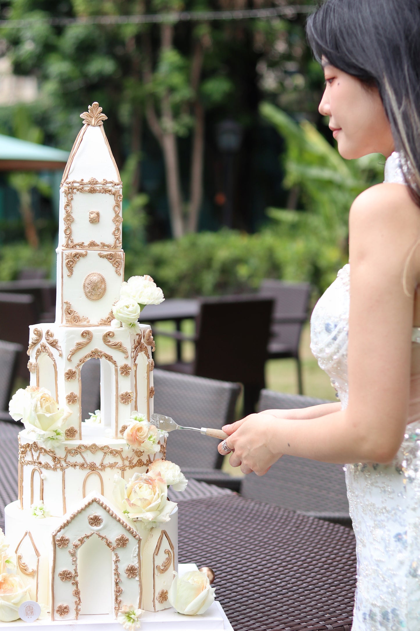 城堡鮮花結婚蛋糕