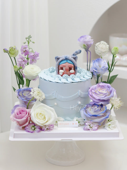 翻糖Cry baby 丹寧貓貓鮮花花園蛋糕