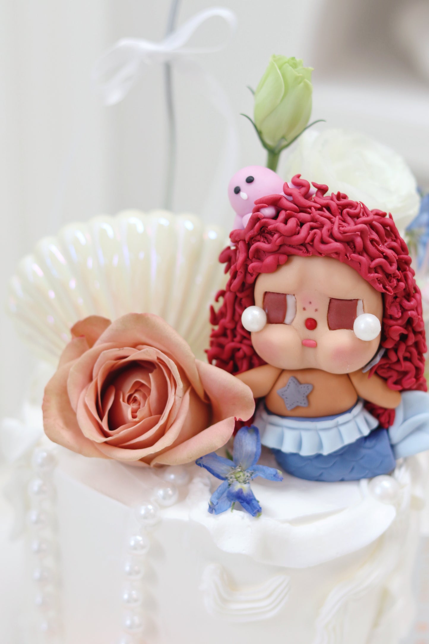 翻糖Cry baby 美人魚鮮花蛋糕
