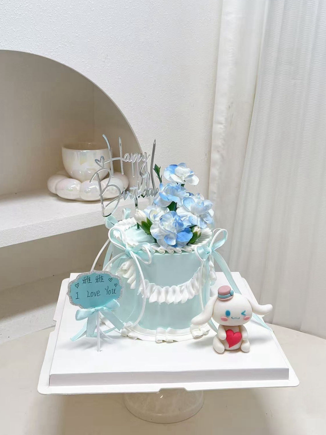 玉桂狗 Blue 芭蕾風鮮花蛋糕