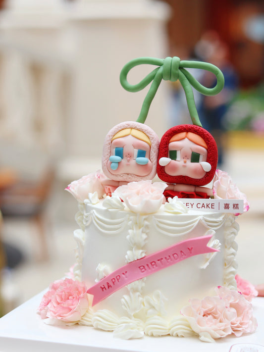 翻糖Cry baby 車厘子鮮花蛋糕