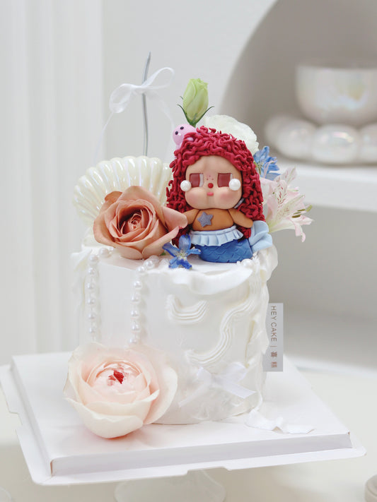 翻糖Cry baby 美人魚鮮花蛋糕