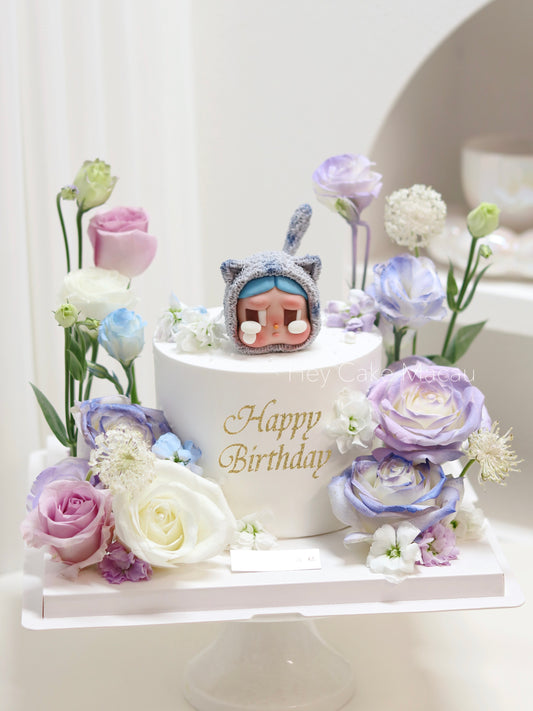 翻糖Cry baby 丹寧貓貓鮮花花園蛋糕