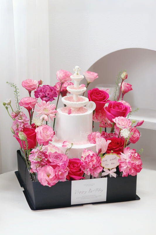 雙層許願池鮮花蛋糕