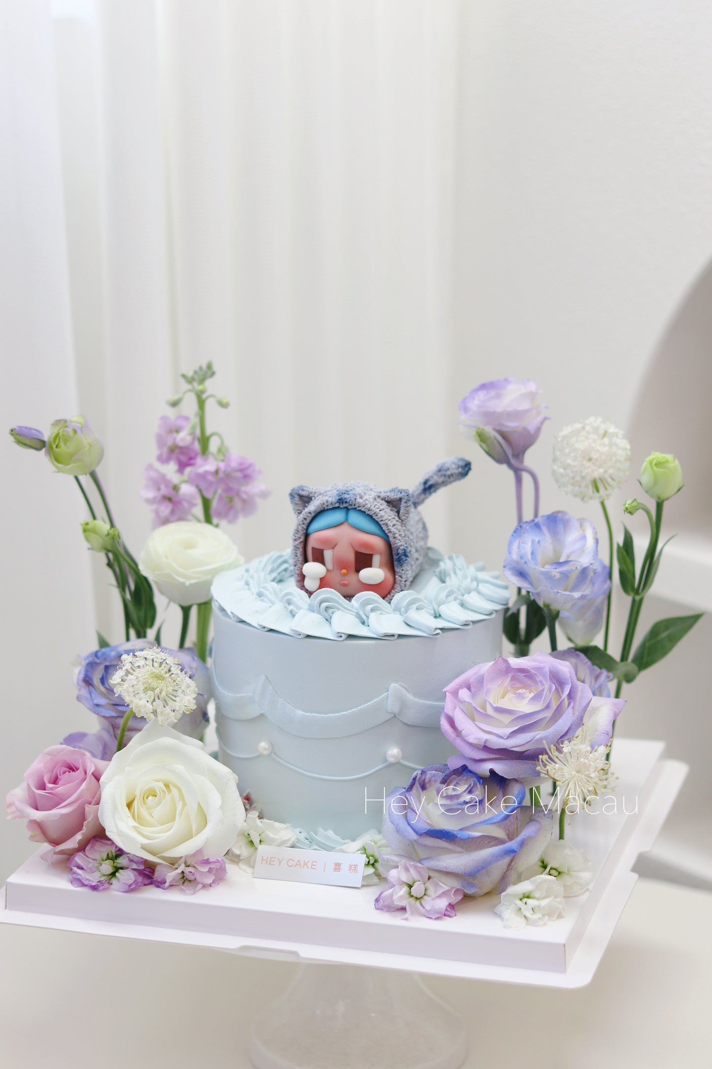 翻糖Cry baby 丹寧貓貓鮮花花園蛋糕