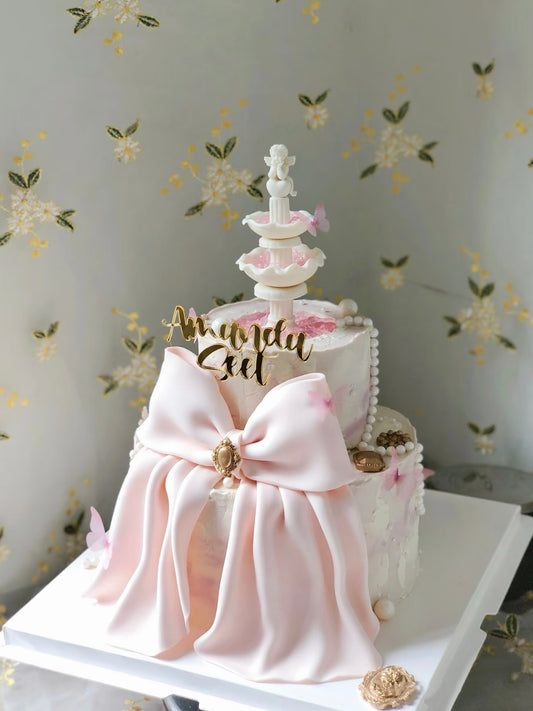 雙層許願池蝴蝶結蛋糕