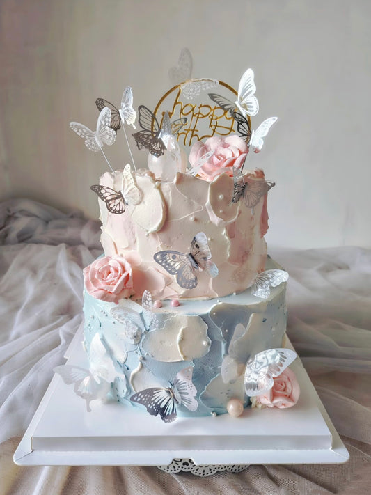 雙層錶花蝴蝶蛋糕