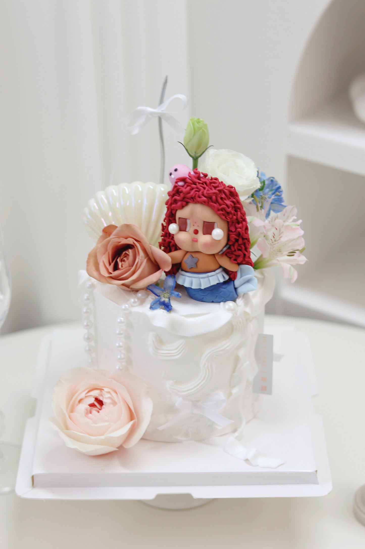 翻糖Cry baby 美人魚鮮花蛋糕