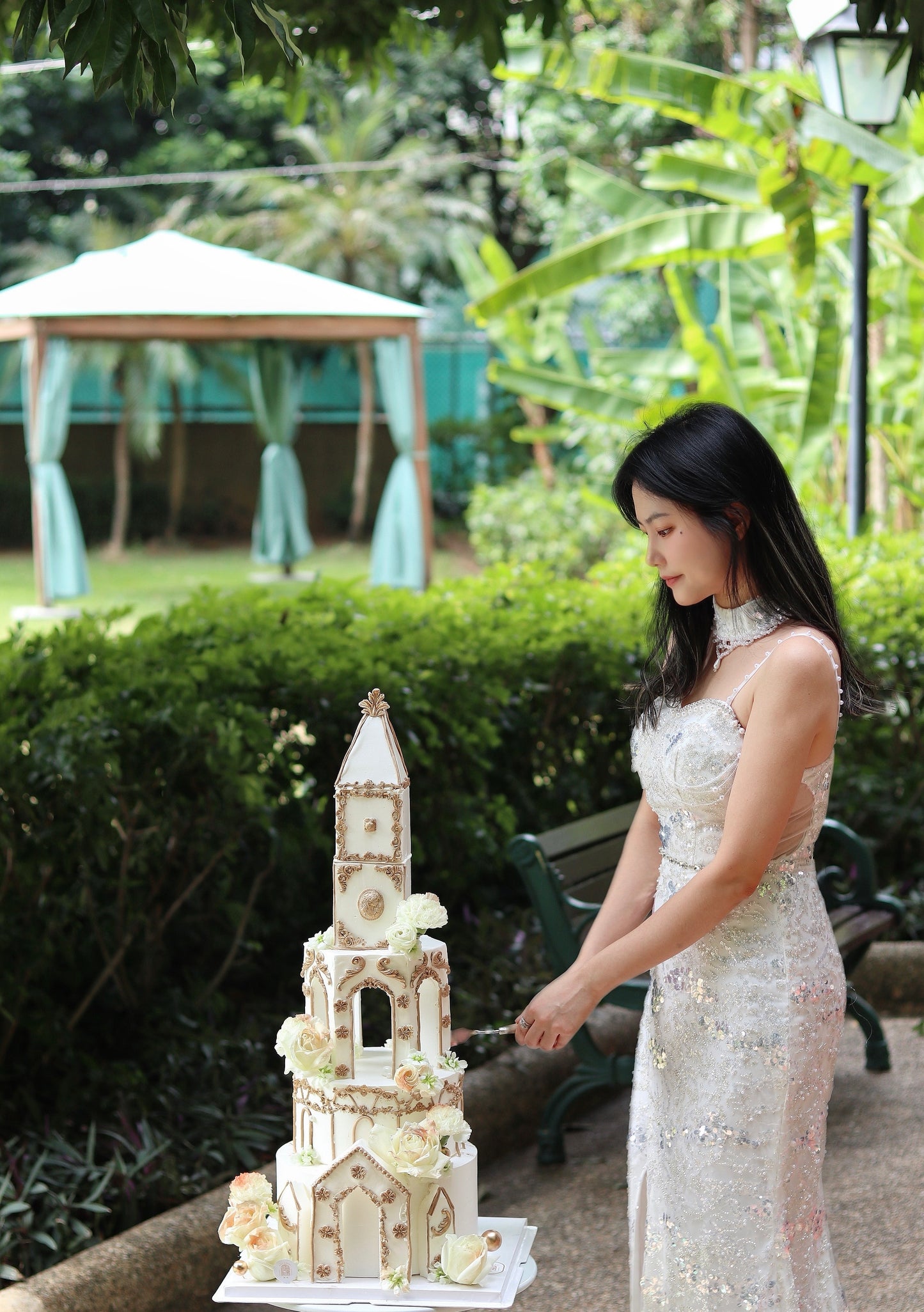 城堡鮮花結婚蛋糕
