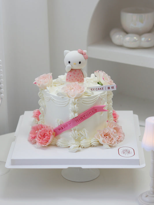 翻糖Hello Kitty 鮮花蛋糕