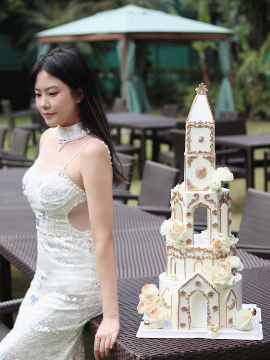 城堡鮮花結婚蛋糕