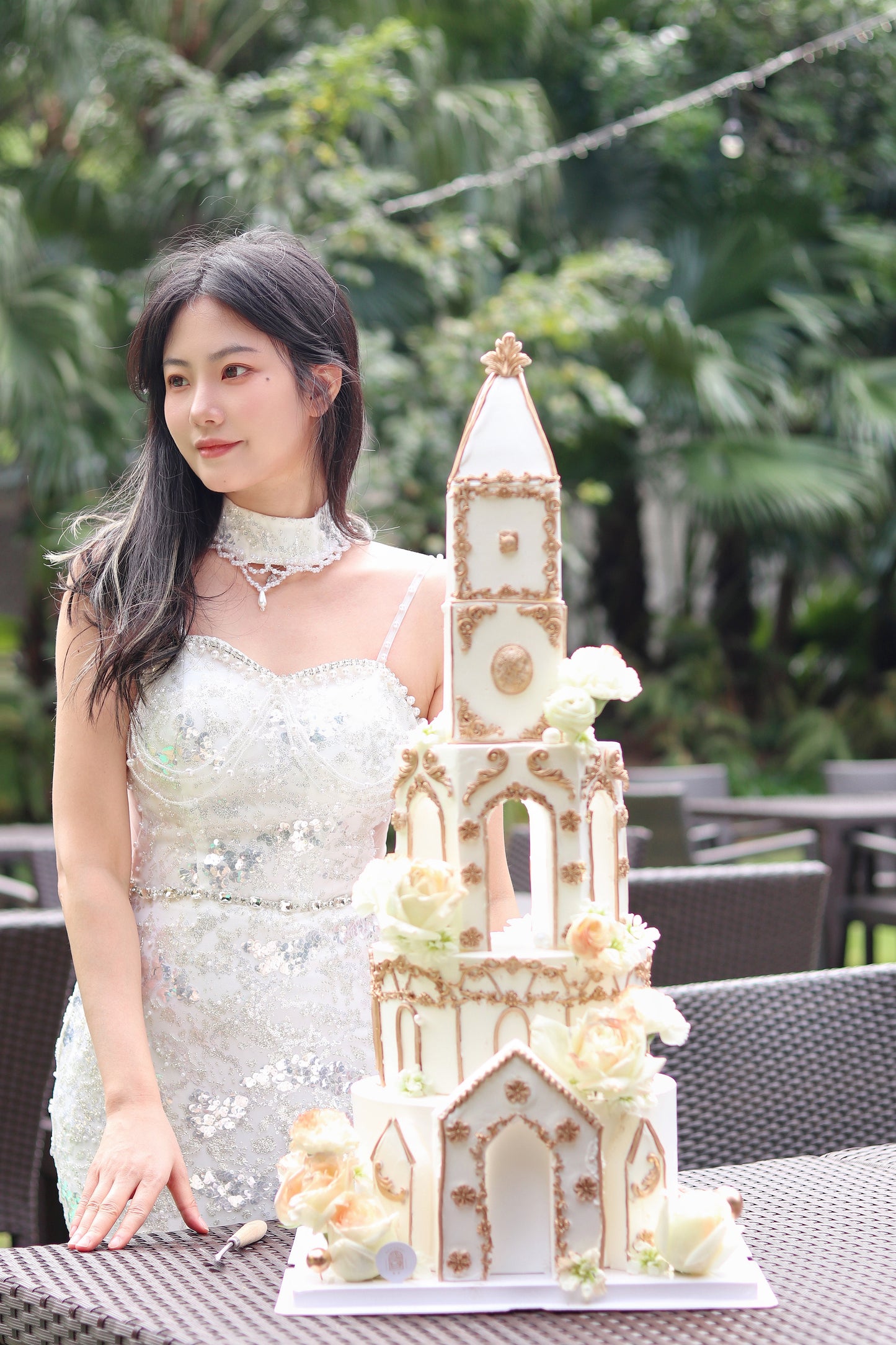 城堡鮮花結婚蛋糕