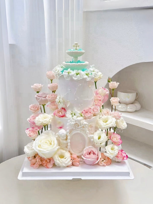 雙層許願池鮮花蛋糕