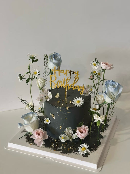 暗黑系鮮花蛋糕