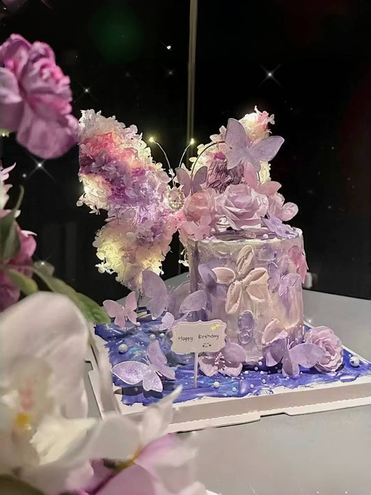 永生花蝴蝶造型鮮花蛋糕